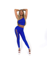 Load image into Gallery viewer, Royal Blue Laddered One Shoulder Top