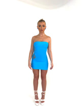 Load image into Gallery viewer, Sky Blue Laddered Tube Dress
