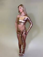 Load image into Gallery viewer, Metallic mini skirt with drape
